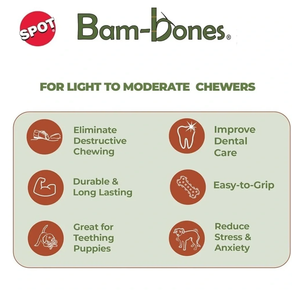 Spot Bam-bones Plus Chew Toy for Dogs - Beef Flavor- NWT